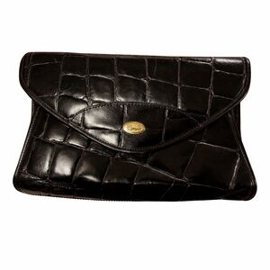 Vintage Harpel Black Croc Embossed Clutch Crossbody